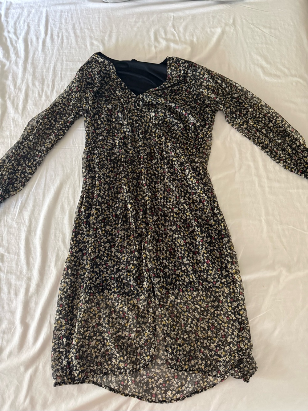 Anthropologie Black Floral Maxi Dress with Multicolor Print